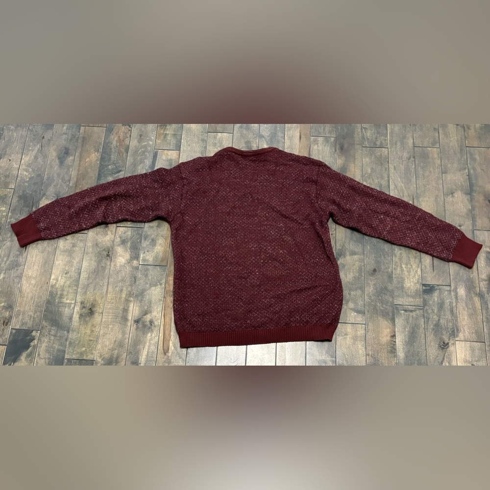 Bachrach Size Large V Neck Maroon Sweater Made in Italy Wool Blend - Picture 3 of 10